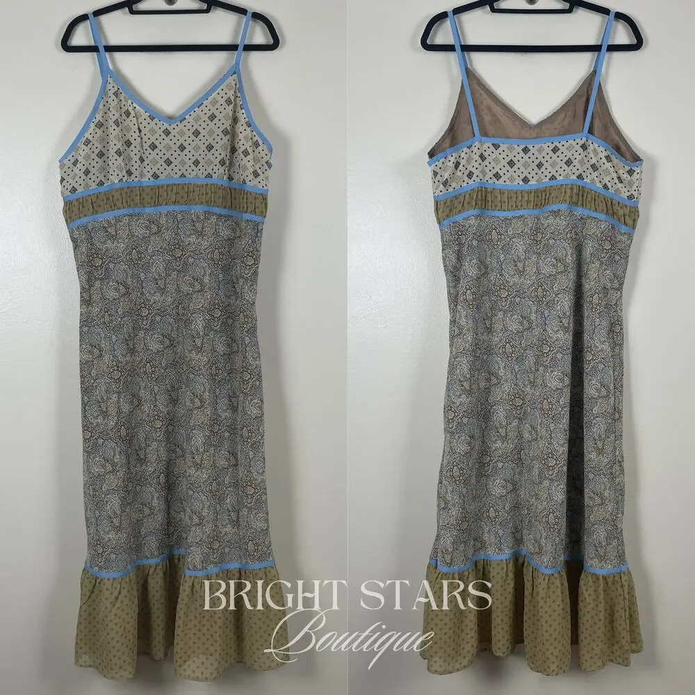 Rare Vintage Dress ALT ASO Lorelai Gilmore Girls Yellow Blue Pattern Paisley